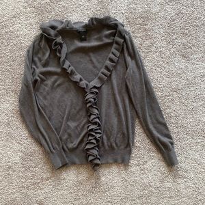 Women’s pretty brown cardigan with ruffle detail